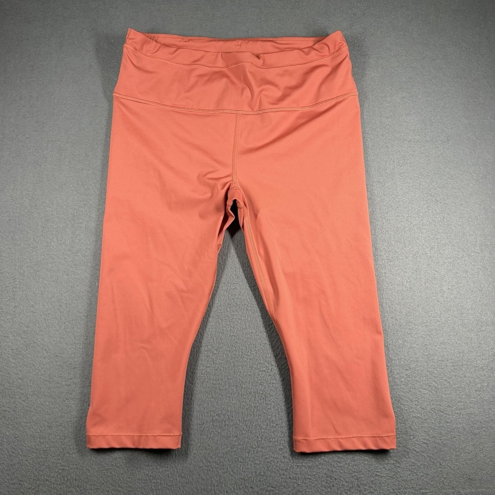 Athleta Accelerate Crop Leggings Womens Large Orange High Rise Capri Pocket Yoga